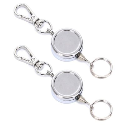 2-PAK Udtrækkelig Nøgleholder i Metal - spot sales sølv IC