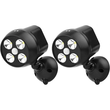 Batteridrevet Utendørs LED Sikkerhetslys 2-pakning, PIR Bevegelsessensor Spotlight, Værbestandig Utendørs Vegglampe for Hageganger