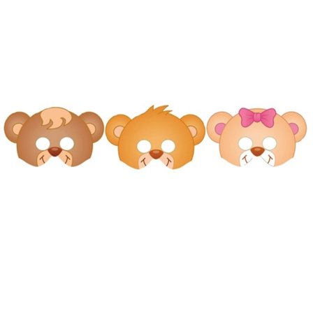 Playwrite Teddy Bear Kortfest Mask (12-pack) One Size Brun