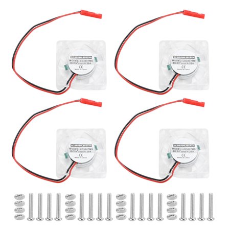 4 Sett Raspberry Pi 4B Kjølevifte Blå LED Radiator Datatilbehør Separat Vifte