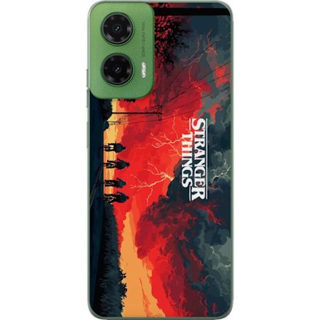 Kompatibelt Mobilskal till Motorola Motorola Moto G35 Stranger Things affischstil med cyklande vänner, dramatisk himmel och stark kontrast, klassiskt