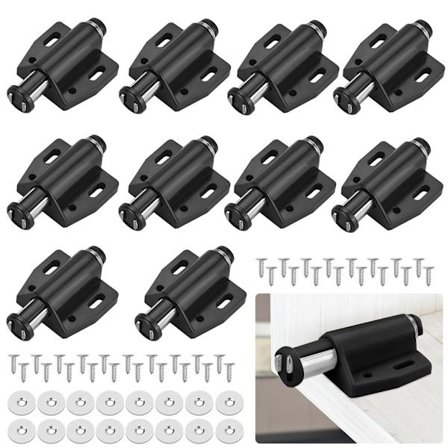 10-pakning magnetiske døråpnere magnetisk fangst møbelfjærlås magnetisk lukking trykk for å åpne magnetisk trykklås for skapdører (svart)