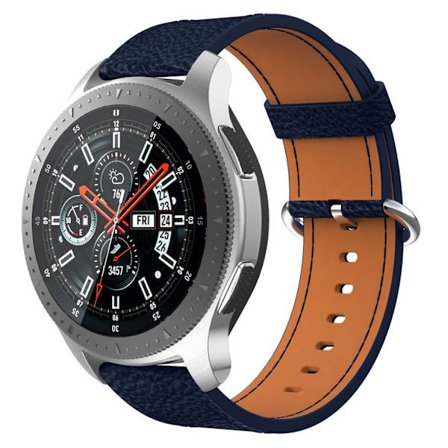 Samsung Galaxy Watch 46mm / Gear S3 Classic / Gear S3 Frontier Ekte Skinn Klokke Armbånd - Mörkblå