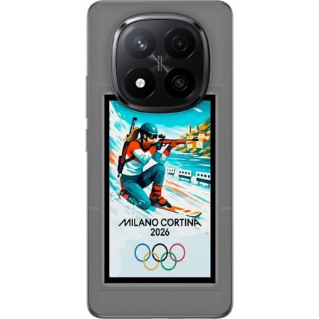 Kompatibelt Mobildeksel til Xiaomi Redmi Note 14 Pro+ Retroplakat Cortina Milano 2026 med fjell, vintersportsutøvere, italienske trikolor, Milano-kate