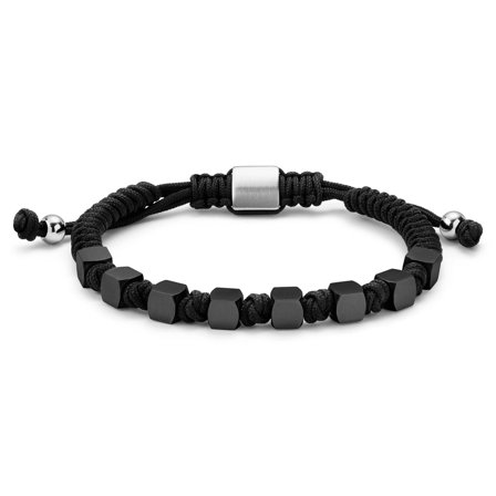 Pulsera de eslabones de caja de acero quirúrgico negra para hombres - Pulseras de acero