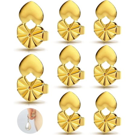 4 Par Ørehængs Løftere, Hypoallergeniske Hjerte Ørehængs Bagstykker Til Sløje Ører Justerbare Til Tunge Ørehæng