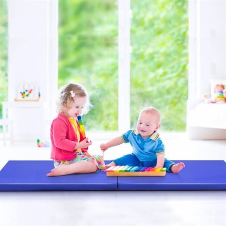 Hopfällbar träningsmatta med handtag - Blå