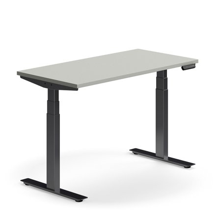 Schreibtisch QBUS höhenverstellbar, 1200x600 mm, schwarz/hellgrau