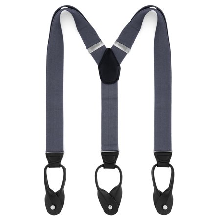 Szerokie szaroniebieskie szelki na guziki dla mężczyzn - Szelki na guziki