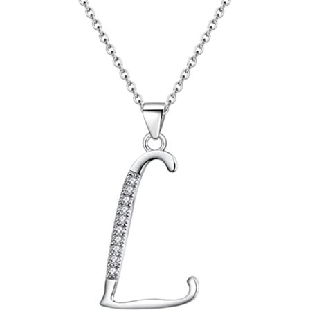 26 bokstäver alfabet berlock halsband 925 sterling silver kubisk zirkonia initial halsband med 18" presenter till kvinnor flickor