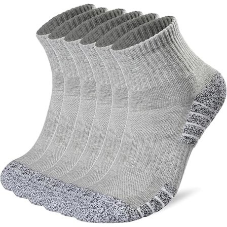 Løbesokker til mænd, tykke polstrede vandresokker, anti-blister sportstræningsstrømper, åndbare sokker til mænd og kvinder (6 par) L