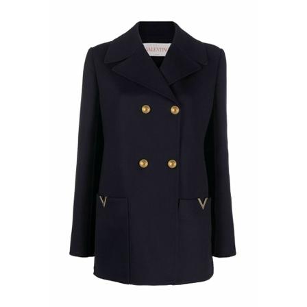 Valentino, Crossed buttonhole blazer Blauw, Dames, Maat:S,wol