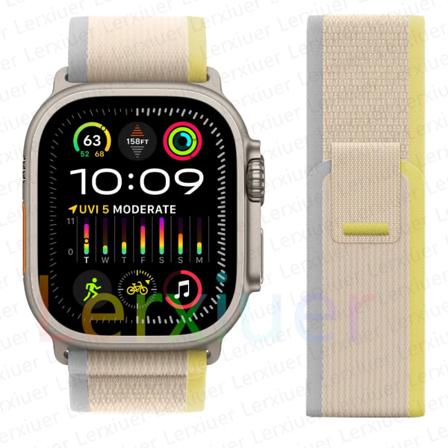 Trailrem for Apple Watch Ultra 2 band 49mm 44mm 45mm 40mm 41mm 38mm 42mm 45 44 mm armbånd iWatch series 8 9 7 6 5 3 se Gul Beige Yellow Beige 38 40 