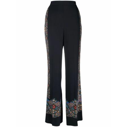 Etro, Wide Trousers Zwart, Dames, Maat:S