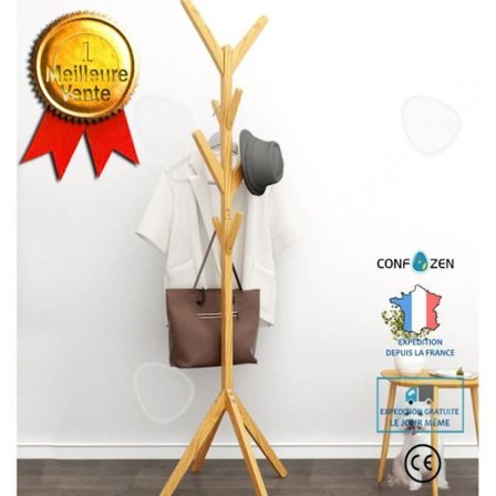 Klädhängare - CONFOZEN - Träträd - 178 cm - 8 krokar - Contemporary - Svart