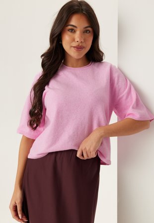 ONLY - Onlloyal 2/4 O-NECK KNT - Super Pink Detail:melange - Kläder - - Bubbleroom