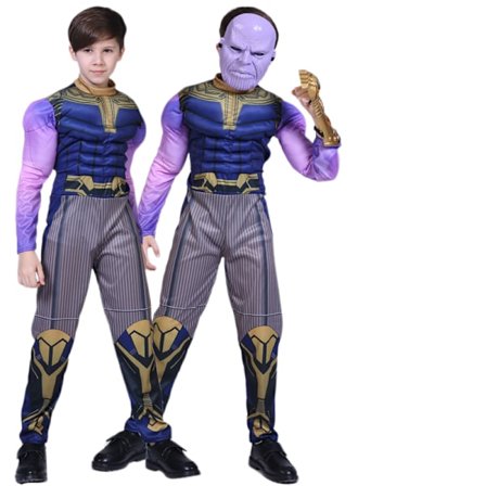 Halloween Muskel Kostume Cosplay Børns Hulk Kostume Avengers Anime Kostume (Muskel Thanos) S