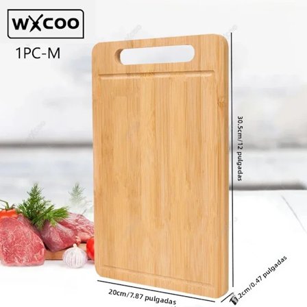 M Dobbeltsidet Skærebræt til Køkkenet i Naturlig Bambus eller Rustfrit Stål til Grøntsager, Frugt og Kød