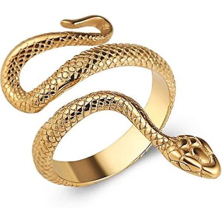 WABJTAM Ormring Herr Dam Gotiska Smycken Vintage Djur Mode Personlighet Rostfritt Stål Ring Guld