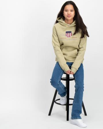 GANT ARCHIVE SHIELD HOODIE Beige Hoodies/Kapuzenpullover Mädchen - Kidsbrandstore