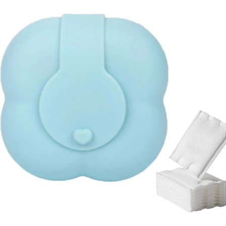 Pudderpuffholder - Bomuldsrondel Silikoneetui, Kosmetisk Puffholder | Makeup Puff Dispenser med Spænde Lille Opbevaringsboks Blå