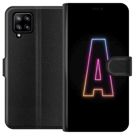 Yhteensopiva Lompakkokotelo Samsung Samsung Galaxy A42 5G Minimalistinen neonkirjain A sateenkaarenvärisessä valossa mustaa taustaa vasten moderniss
