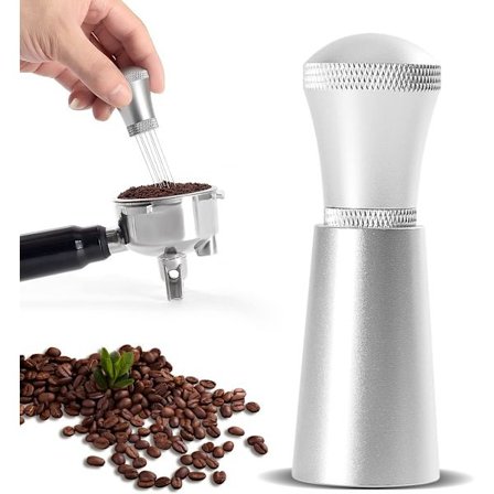 Kaffepasta-værktøj, nålekaffevibrator, kaffedispenser, rustfrit stål mixerbase kaffeblender, barista-kaffetilbehør, 4 ekstra nåle