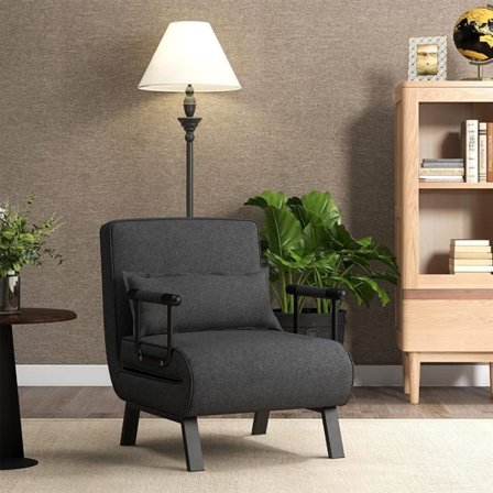 Bäddfåtölj med justerbart ryggstöd – Grå