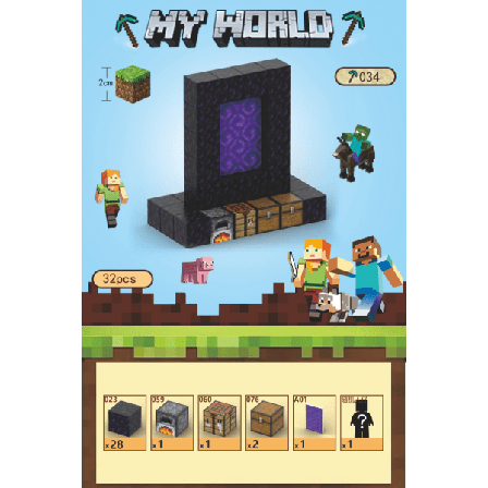 Minecraft Magnetiska Byggklossar Set - Portal Tema, 32 Bitar Kreativt Kul{mo}