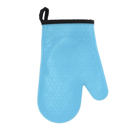Højtemperaturbestandig Vandtæt Silikone Grydelap Bomuldsforet Blå Køkken Bagehandske