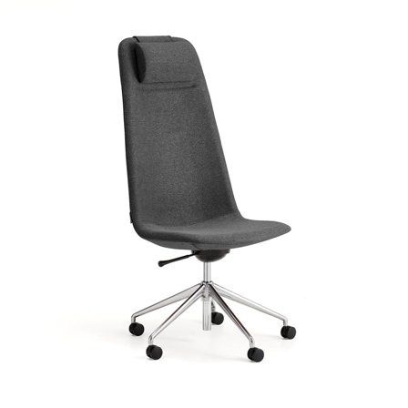 Chair LANGLEY, high seat, wheeled, brushed aluminum/anthracite