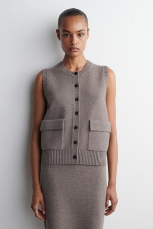 COS Women's Merino Wool Buttoned Vest in Beige