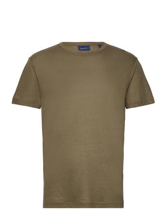 Linen Regular T-Shirt T-shirts Short-sleeved Kakigrønn GANT*Betinget Tilbud