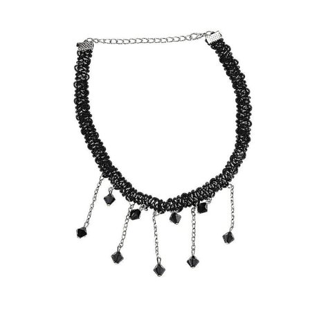 Svart pärlor med fransar hänge choker bib krage halsband smycken charm för kvinnor