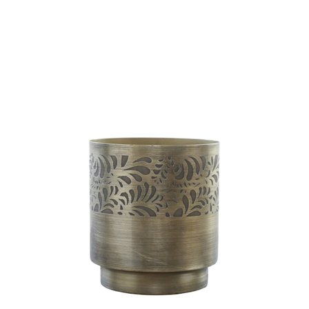 Kruka m mönster H16,5/Ø15 cm antik mässing