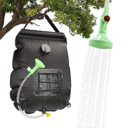 20L Solcelledrevet Camping Bruserpose Solvarme Bærbar Vandpose Udendørs Bruser Med Slange Og Brusehoved
