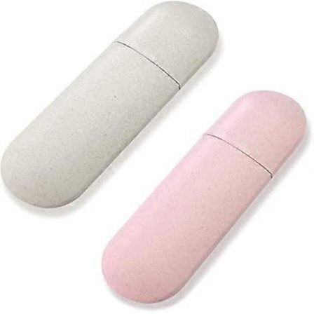 (Rose, Beige) 2 stk. Tannbørsteetui, Portabelt Tannbørsteetui, Reise Tannbørstebeholder, for Utendørs Camping, Reiser og