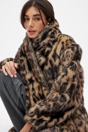 NA-KD Faux Fur Leopard Coat - Jakker & frakker i imiteret pels - Leopard - EU 34