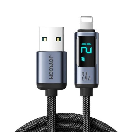Joyroom Prisma-sarjan A16 Lightning / USB-A-kaapeli 2,4A 1,2m LED-näytöllä - musta