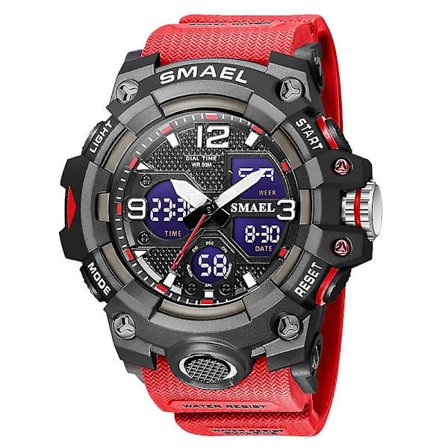 Smael Herr Sport Digitala klockor Dual Time Quartz Armbandsur Orange Chronograph Vattentät Watch Relogio Reloj