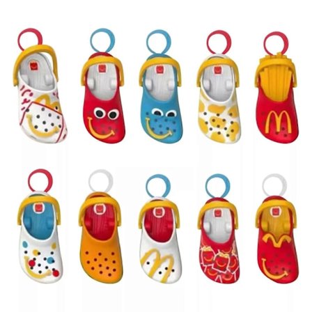 2024 McDonald's Mini Crocs Nøkkelring Happy Meal Leke Komplett Søt Mini Nøkkelring-Xin