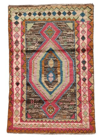 Berber Colourful Matta 121X188 Brun/Mörkröd Ull, Afghanistan