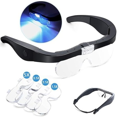 Hodeforstørrelsesglass med 2 LED-lys, USB-oppladbart LED-forstørrelsesglass