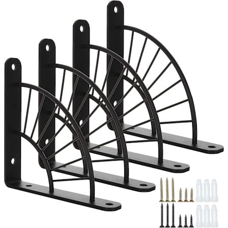 4 st svarta väggkonsoler 150 × 150 mm kraftiga konsoler metallkonsol väggkonsol för väggkonsol - Max belastning 50 kg