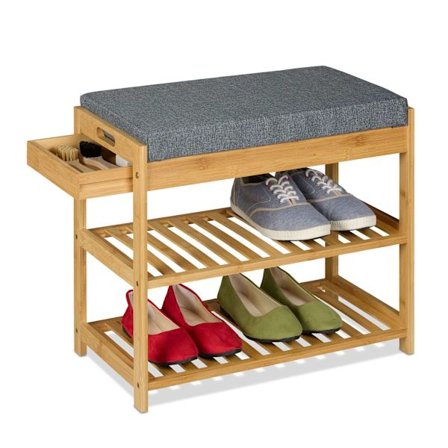 Skobænk med sæde og skuffe