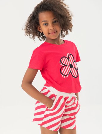 Boboli Knit Shorts Striped - Red - 152