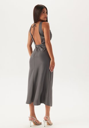 Bubbleroom Occasion-Cowl Neck Satin Midi Dress-M