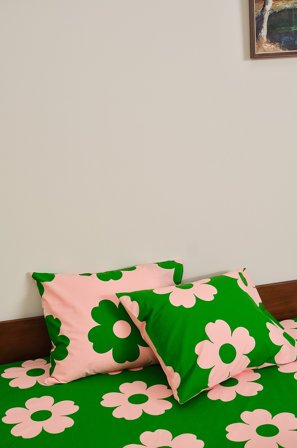 Jotex - 2-pakke Putetrekk 50x60 Cm Grønn/rosa - WERNER - Kjøp Putevar hos Jotex