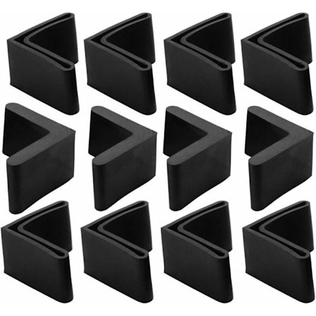 12 stk. jernstolbenbeskytter bordstolbenhetter møbelgummigulvbeskyttere L-form 25 x 25 mm svart