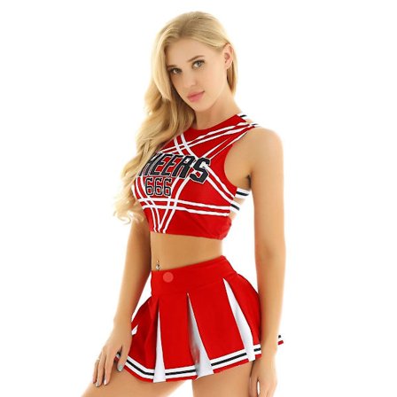 Us/uk Stock Women Japanese School Girl Cosplay Uniform Sexy Lingerie Cheerleader Costume Set Red M